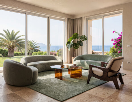 living room with seaside view