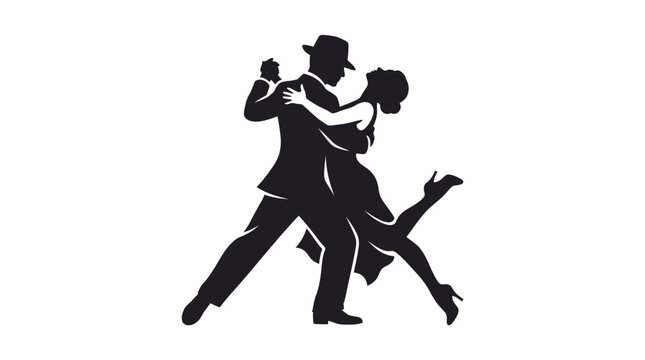 Elegant Couple Dancing Tango Silhouette