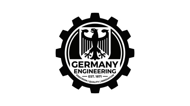 Germany Engineering Emblem Gear Eagle Black White