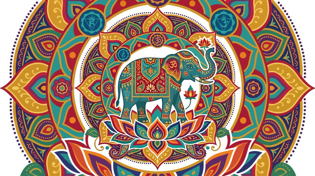 Indian Elephant Mandala Art