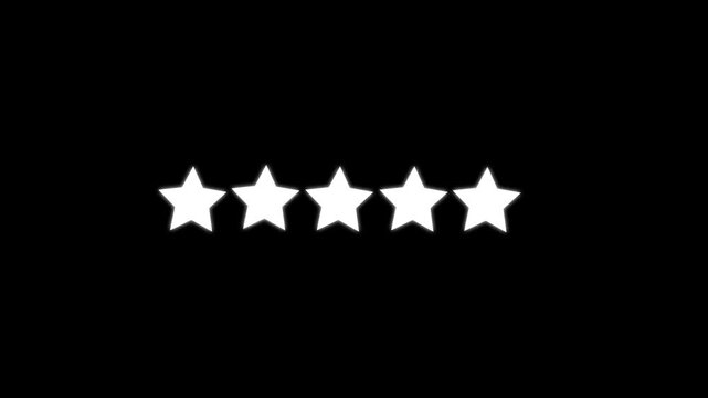 Five white stars in a row on black background image