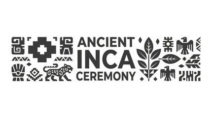 Ancient Inca Ceremony Symbols and Icons - Black and White Vector Art © Nairo Fadlan