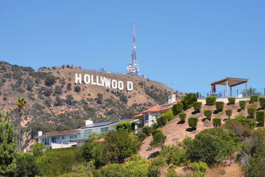 Hollywood sign as seen from the Hollywood Reservoir in Los Angeles, California, USA