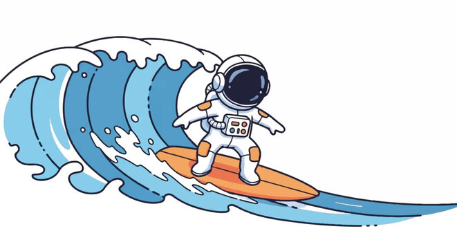 Astronaut Surfing on a Giant Wave in Space.