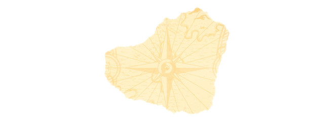Naklejka premium Torn Old Map Fragment with Compass Rose