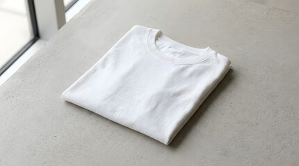 Fototapeta premium White towels on a wooden table next to a blank paper food package and a tea bag isolated on a white background