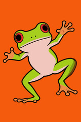 Fototapeta premium Cute Cartoon Red Eyed Tree Frog Vector Illustration