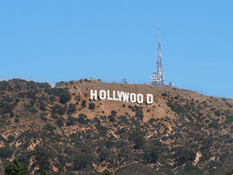 Hollywood sign as seen from the Hollywood Reservoir in Los Angeles, California, USA