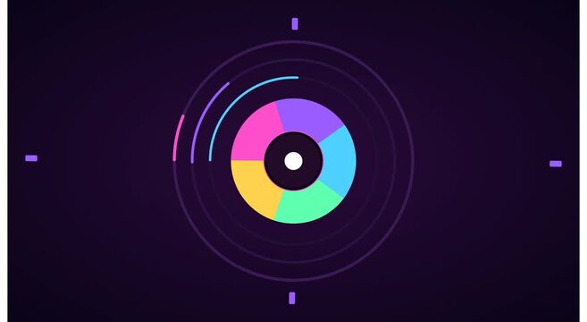 Colorful rotating pie chart infographic motion animation