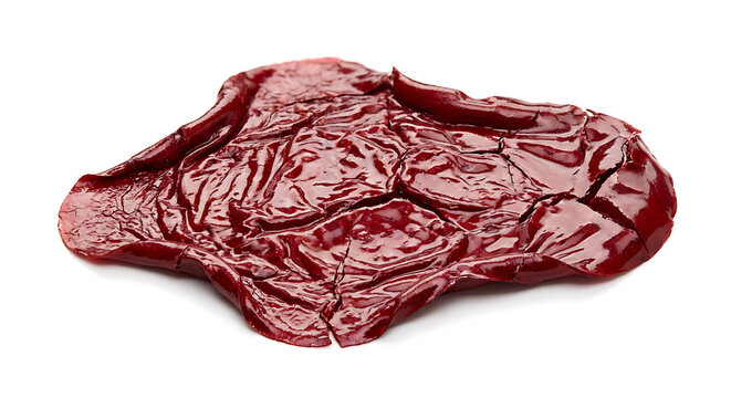 Traditional dark red fruit leather sheet isolated on white background