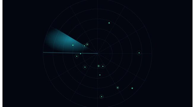 Digital radar screen interface with scanning motion animation