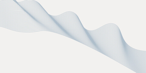Fototapeta premium Abstract background with wavy blue lines on a white background. The blue lines create a flowing, textured pattern on the white surface. Minimal abstract gradient wavy line vector background