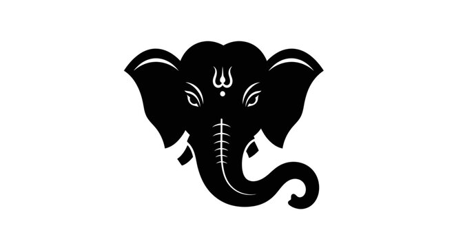 Elephant head silhouette stylized with traditional cultural motifs embodies wisdom, ancient heritage, and the majestic presence of wildlife within a symbolic and artistic graphic representation.