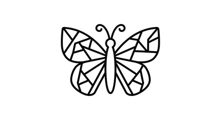 Abstract geometric butterfly icon, simple outline, minimalist line art, isolated on white © Nur