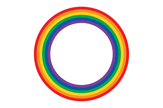 Rainbow circle frame on transparent background