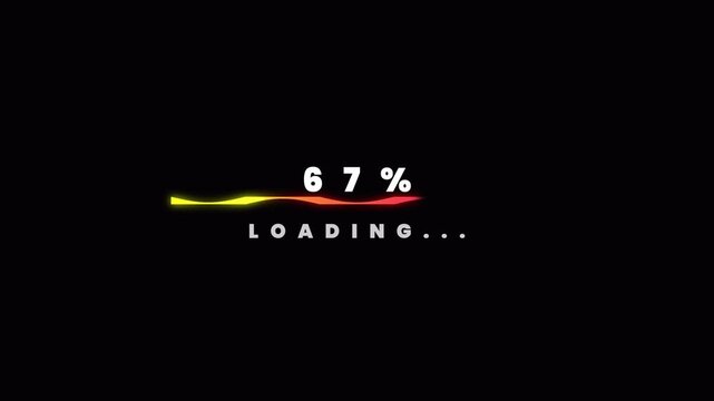 Dynamic neon wave loading animation with percentage counter from 0 to 100 percent