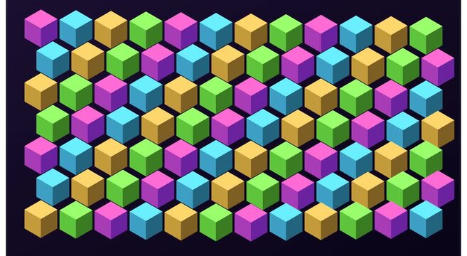 Colorful isometric cube pattern motion animation background