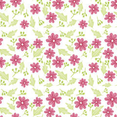 Fototapeta premium Pink flowers seamless pattern