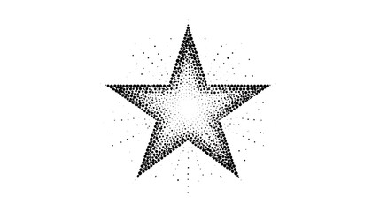 Obraz premium Isolated five-pointed star formed by stippling, graphic element, simple design concept