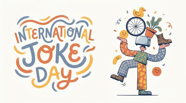 International Joke Day colorful illustration.
