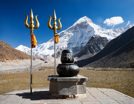 sacred mount kailash shiva lingam nandi and trishul