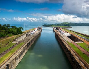 Naklejka premium historic panama canal key maritime route between the atlantic and pacific