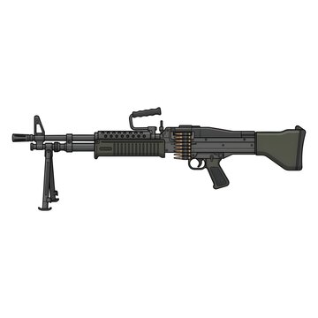 Detailed M60 Belt Fed Machine Gun Vector Illustration with Realistic Military Design