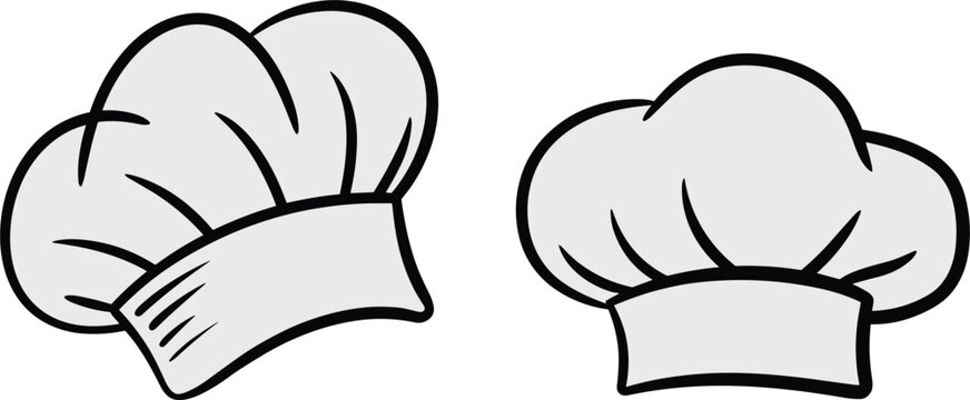 Chef hat outline set, cooking uniform headwear vector illustration isolated kitchen restaurant design elements