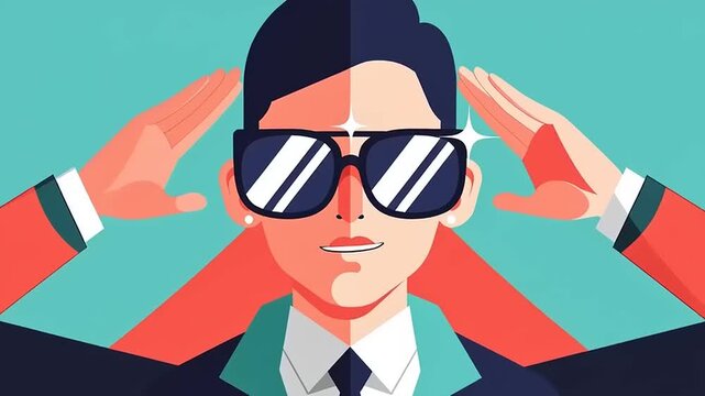 Businessman Wearing Shades with Multiple Arms.