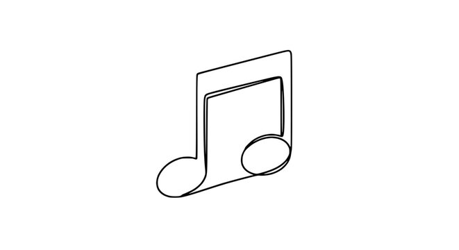Single continuous line drawing of a quaver musical note on a white background