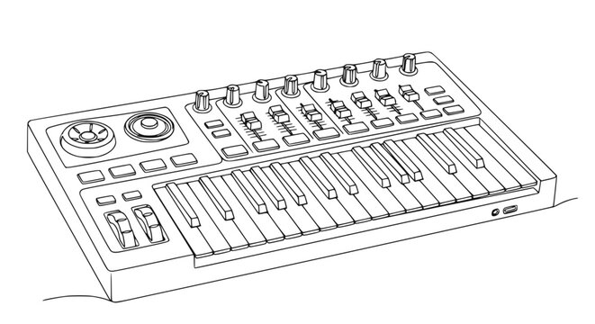 Digital Music Production Controller Keyboard - Sketch Style