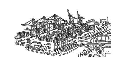 Fototapeta premium Industrial harbor with cargo cranes.