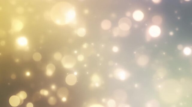 Warm golden light circles drift across a soft blurred background. Circular bokeh shapes create a shimmering festive atmosphere. Ideal for wedding transitions, luxury brand promotions 