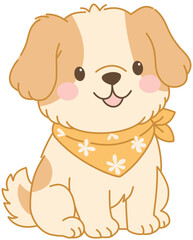 Obraz premium Cute puppy dog sitting with a floral bandana