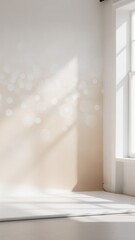 Fototapeta premium Sunlight Through Window Casting Soft Bokeh on Wall