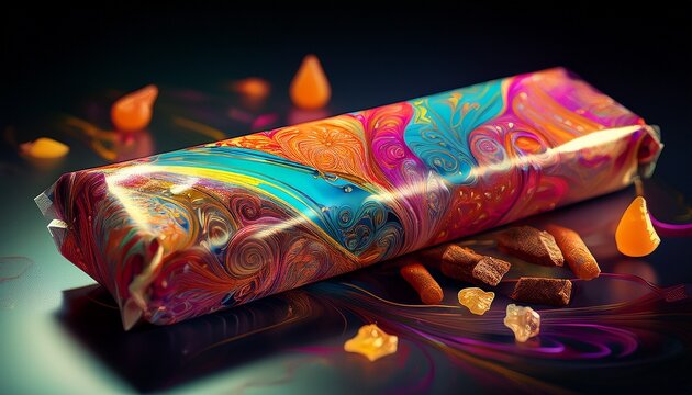 colorful abstract packaging for an energy boost snack bar