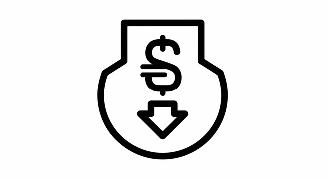 Price Drop Icon: Dollar Sign with Down Arrow Symbol