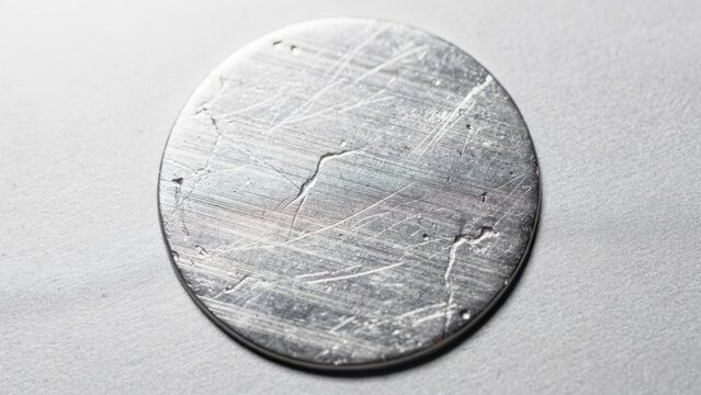Worn Metal Disc with Scratches