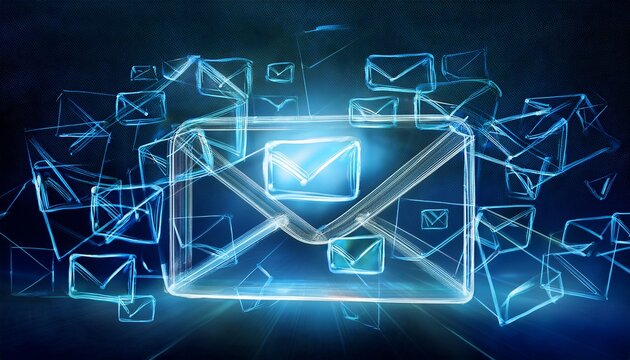 modern 3d mail envelopes floating in space representing digital communication and email technology