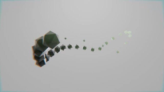 looping 3d geometric icospheres on solid colour background, abstract 3d looping background wallpaper