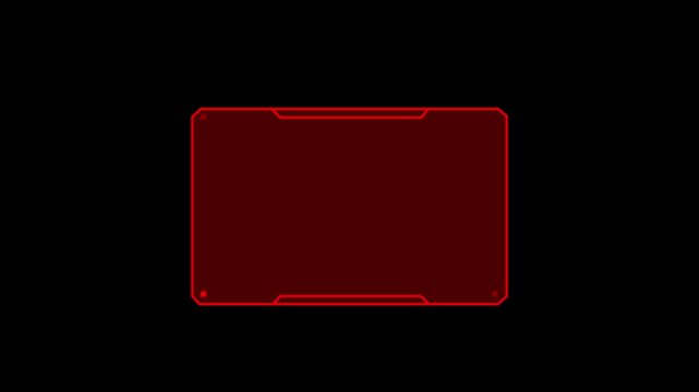 Rectangle frame displays a vibrant red outline constructed with minimalist corner accents set against a stark black background to serve as an effective overlay for data visualization and interface.
