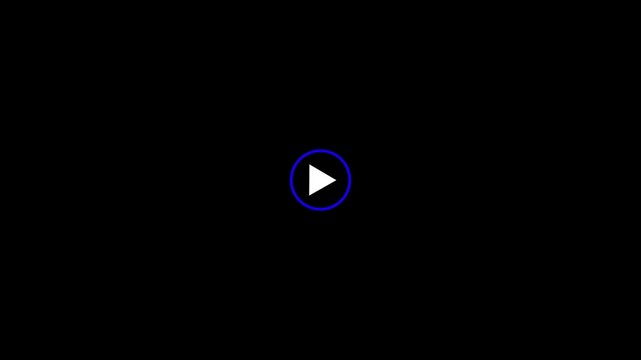 Play button icon rendered in a bright white triangle shape within a dark circular frame provides a clear and intuitive visual cue for starting multimedia content playback on digital streaming.