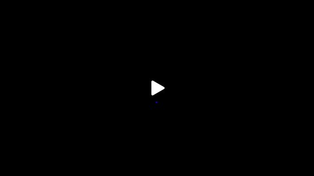 Play button icon rendered in stark white sits centered against a minimalist black background to provide a clear and intuitive visual cue for initiating media content playback in any application.