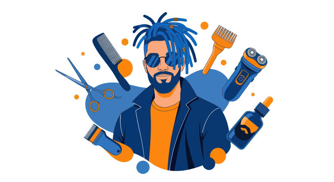 Man with dreadlocks and tools around.