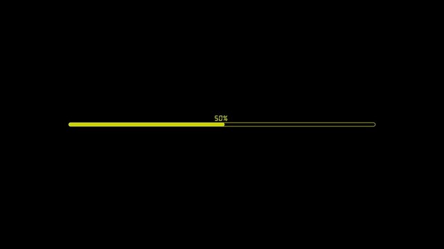 Progress bar features a soft yellow horizontal line indicating partial advancement through a digital task on a plain black background, useful for indicating software state or ongoing user processes.