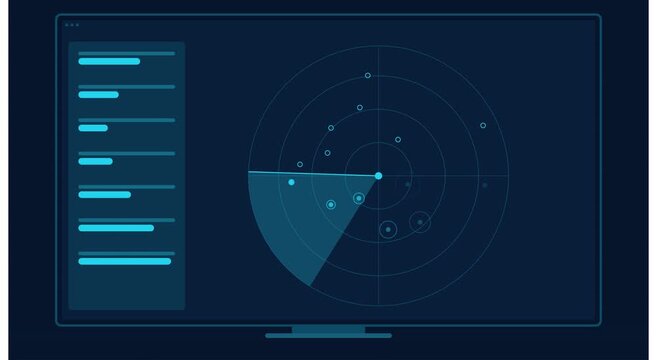 Digital radar screen interface with scanning motion animation