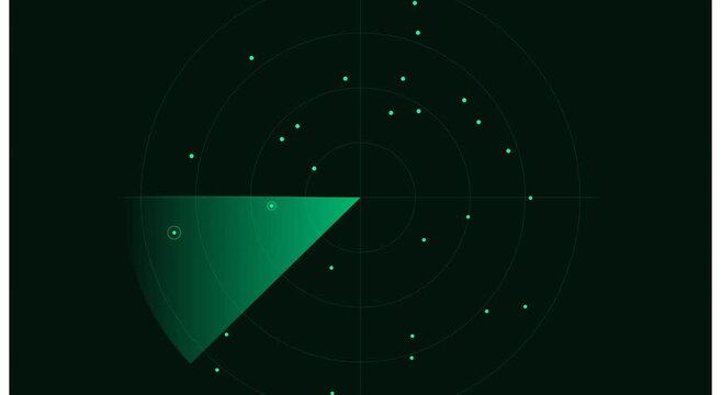 Digital radar screen scanning interface with target animation