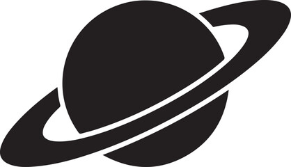Saturn planet silhouette with rings minimalist space icon for astronomy © Purple 1