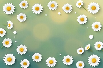 A field of daisies on a green background © He