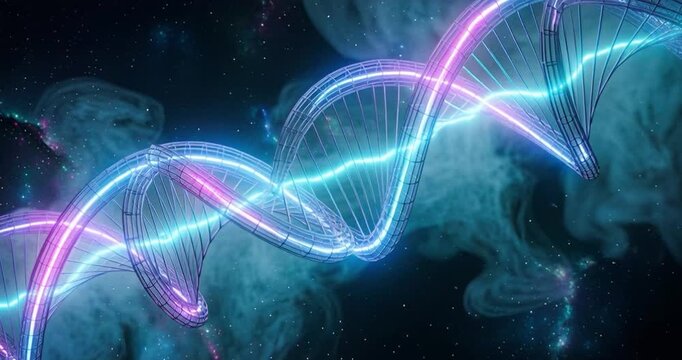 Abstract dna strand illuminated with neon light